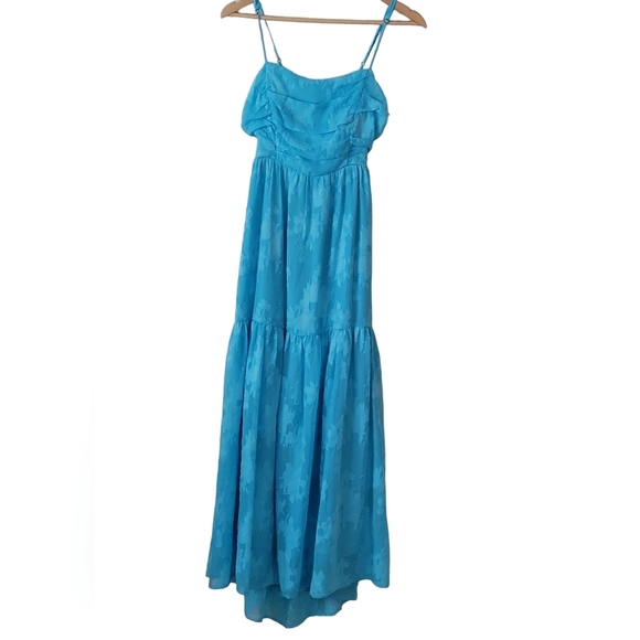 Chelsea28 Jacquard Bow Tie in Back Cutout Maxi Dress Blue M NWOT - Picture 9 of 16